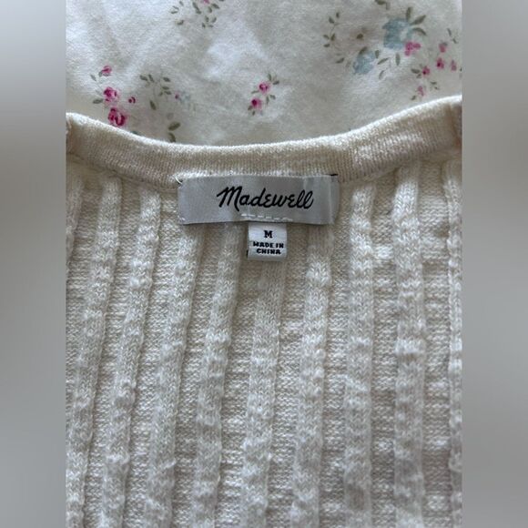 Madewell Glencrest Button-Front Sweater Tee in Oatmeal | Size M - Picture 3 of 6